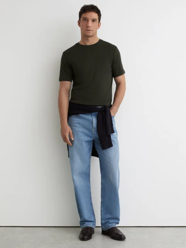 Reiss Oxidised Green Marl Cotton-blend Tailored-fit T-shirt
