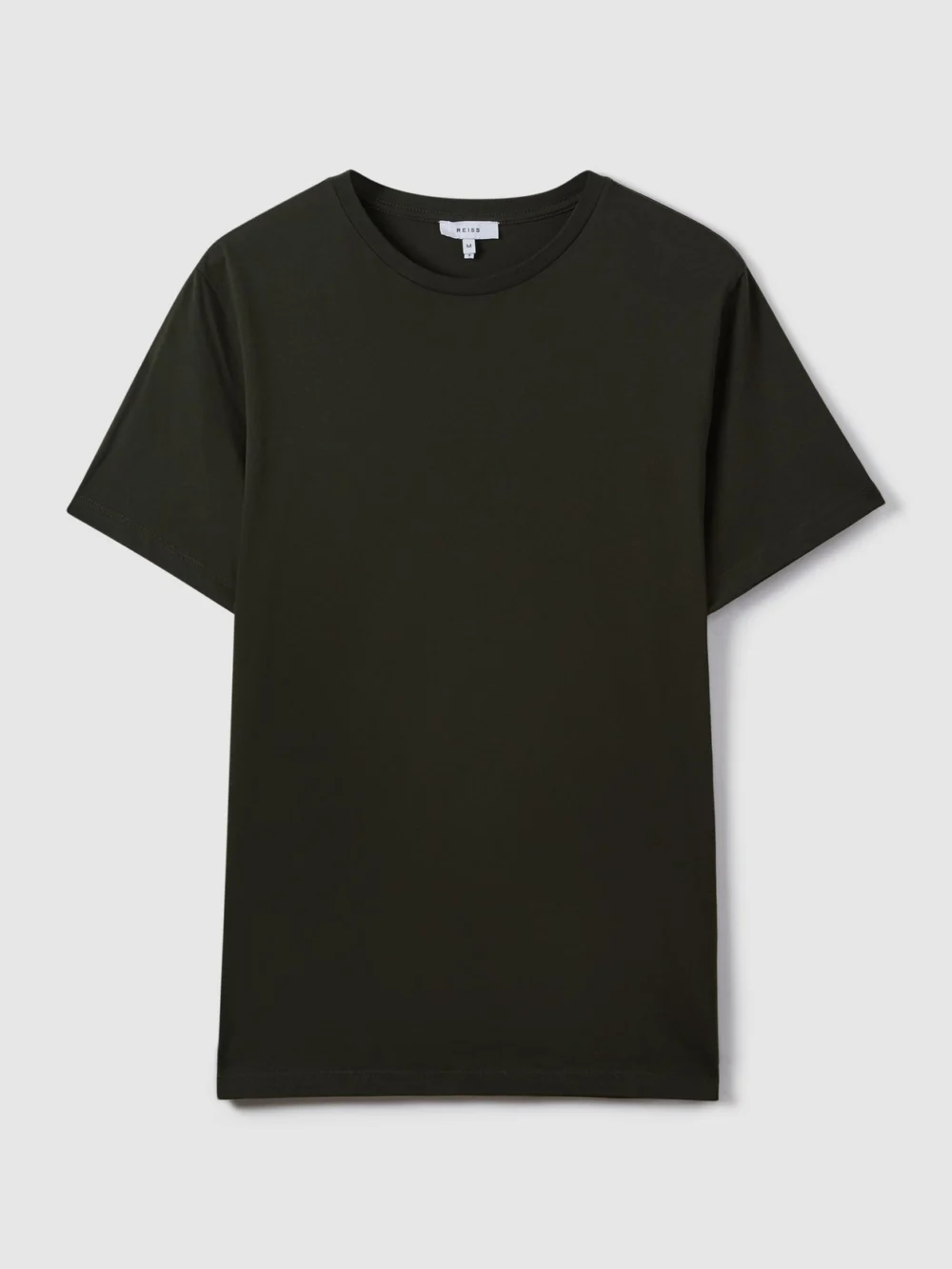 Reiss Oxidised Green Marl Cotton-blend Tailored-fit T-shirt, view 2