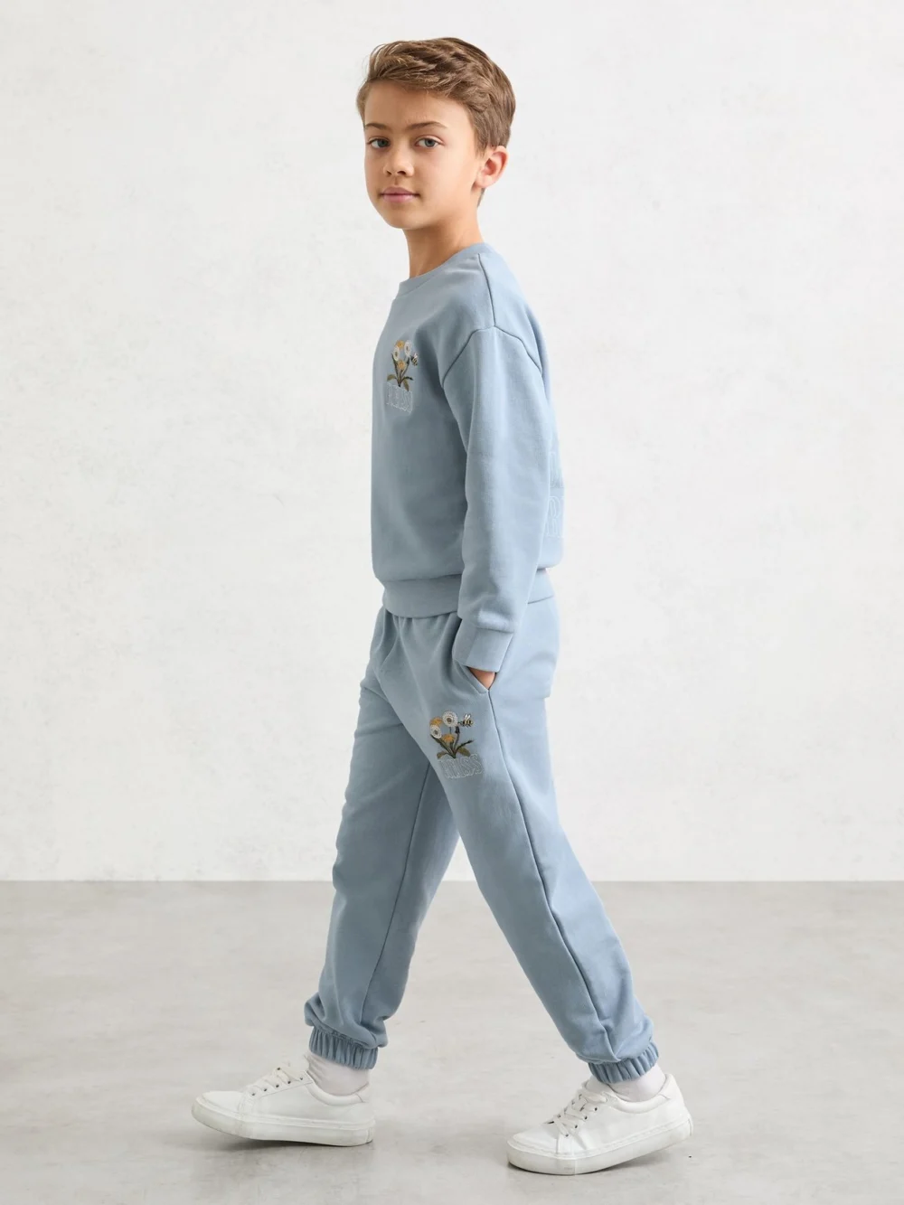 Reiss Pale Blue 13-14 yrs Cotton Dandelion Logo Cuffed Joggers,, view 2