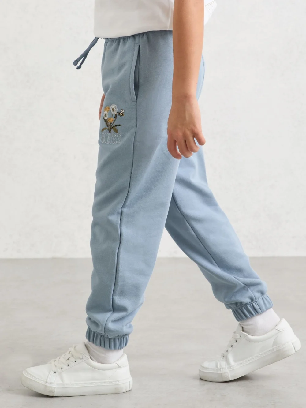 Reiss Pale Blue 13-14 yrs Cotton Dandelion Logo Cuffed Joggers,, view 3