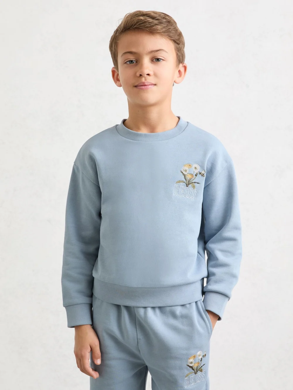 Reiss Pale Blue 3-9 yrs Cotton Dandelion Logo Sweatshirt, view 6
