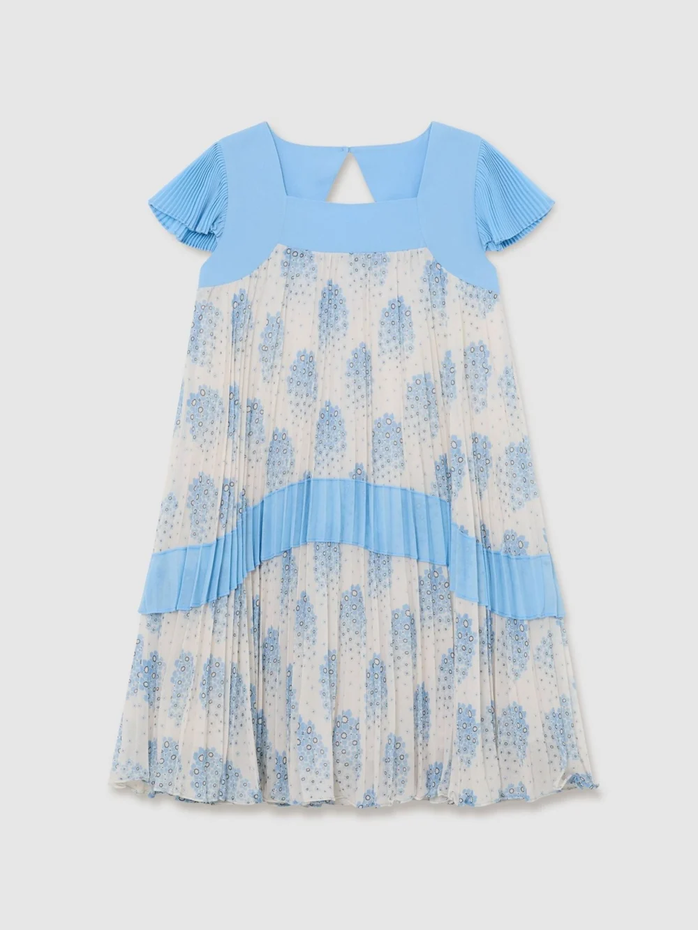 Reiss Pale Blue 3-9 yrs Floral-print Pleated Dress