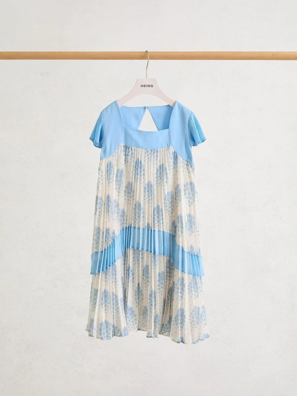 Reiss Pale Blue 3-9 yrs Floral-print Pleated Dress, view 2