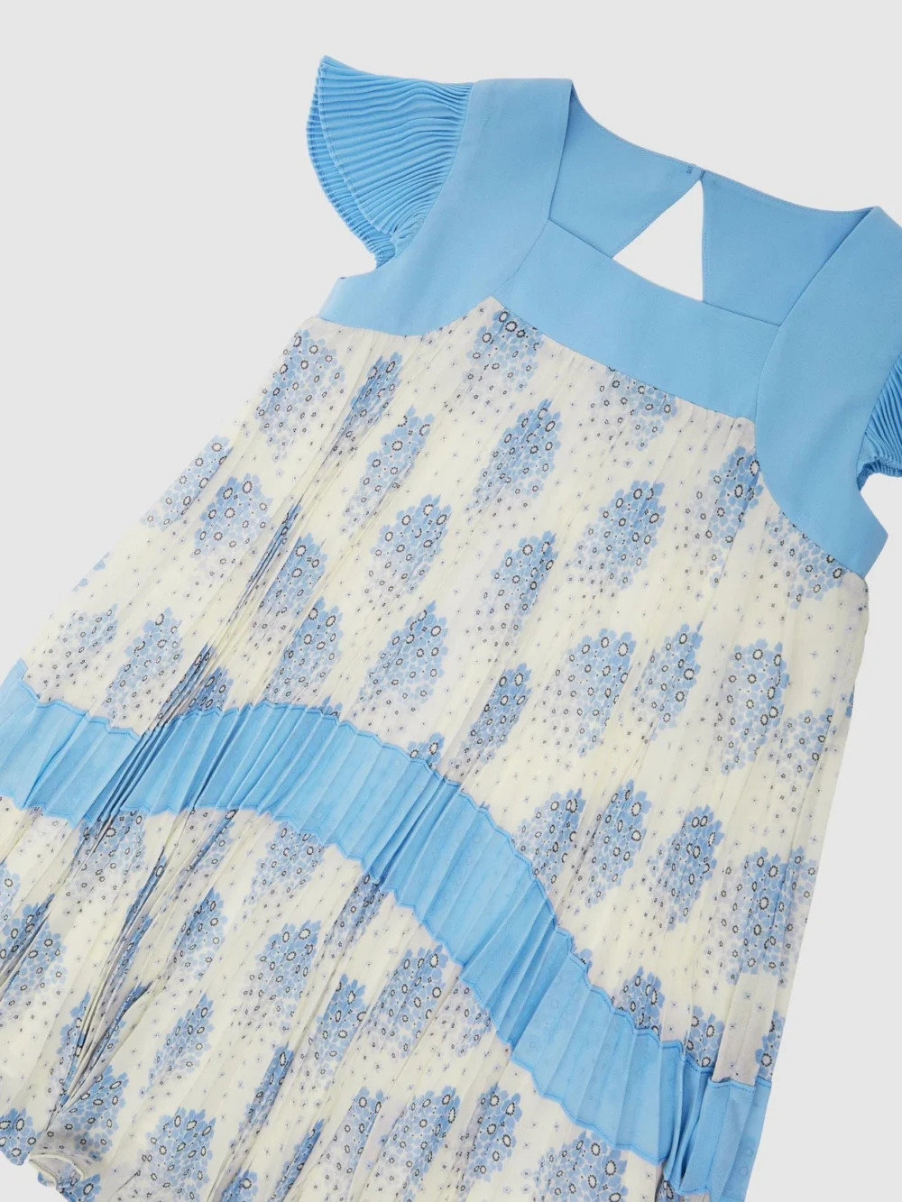 Reiss Pale Blue 3-9 yrs Floral-print Pleated Dress, view 3