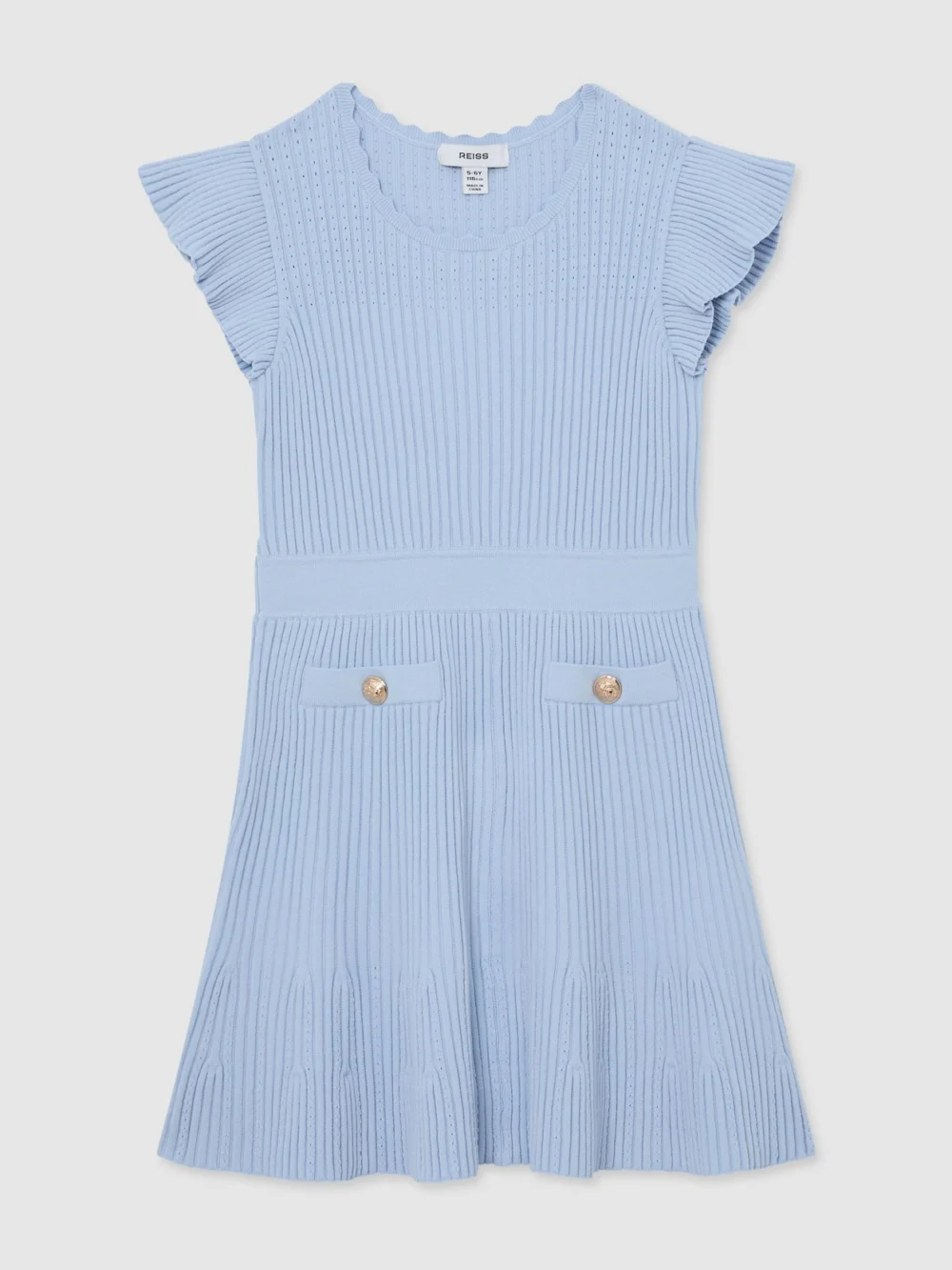 Reiss Pale Blue 3-9 yrs Pointelle-knit Ribbed Dress, view 2