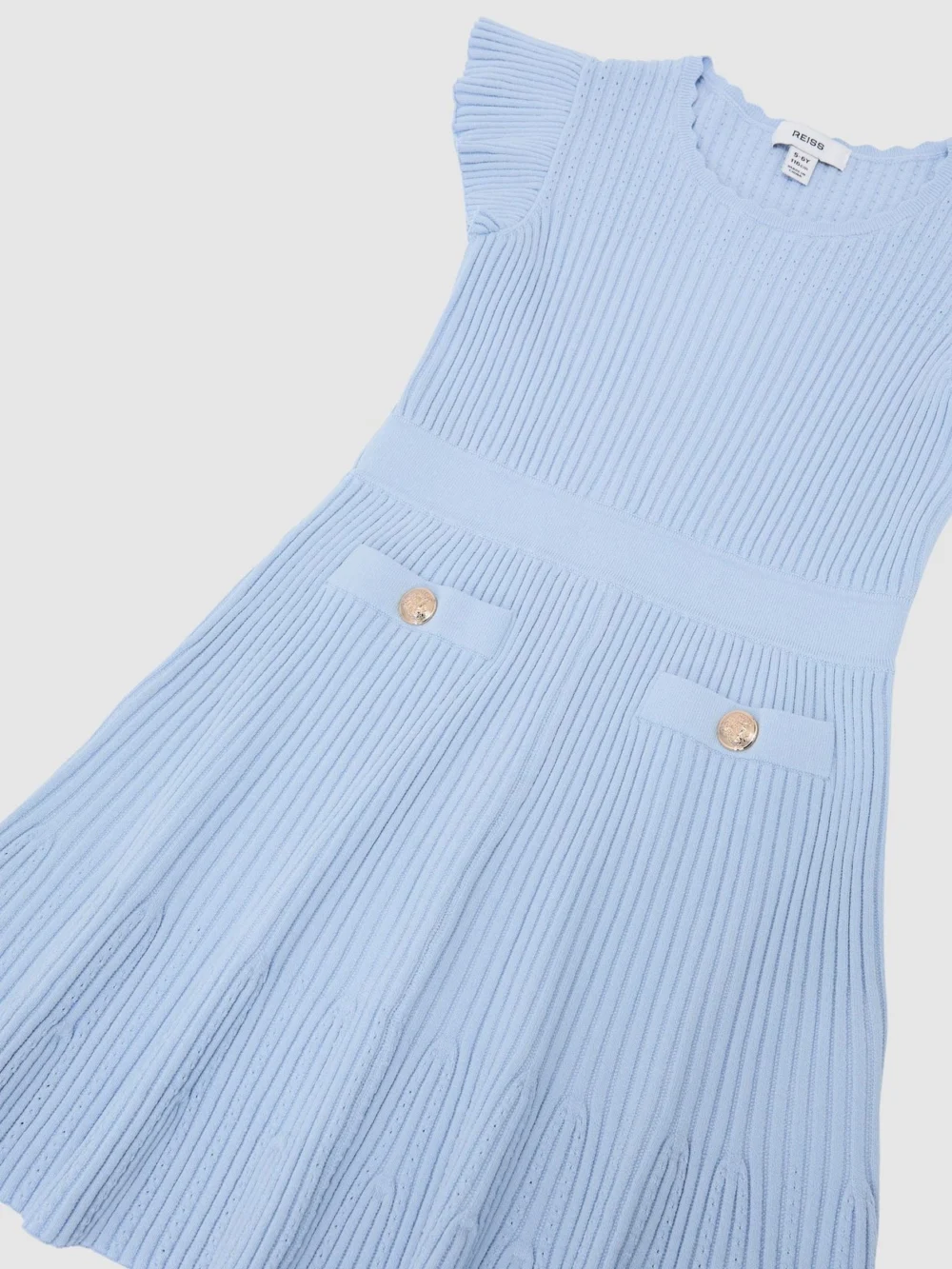 Reiss Pale Blue 3-9 yrs Pointelle-knit Ribbed Dress, view 4