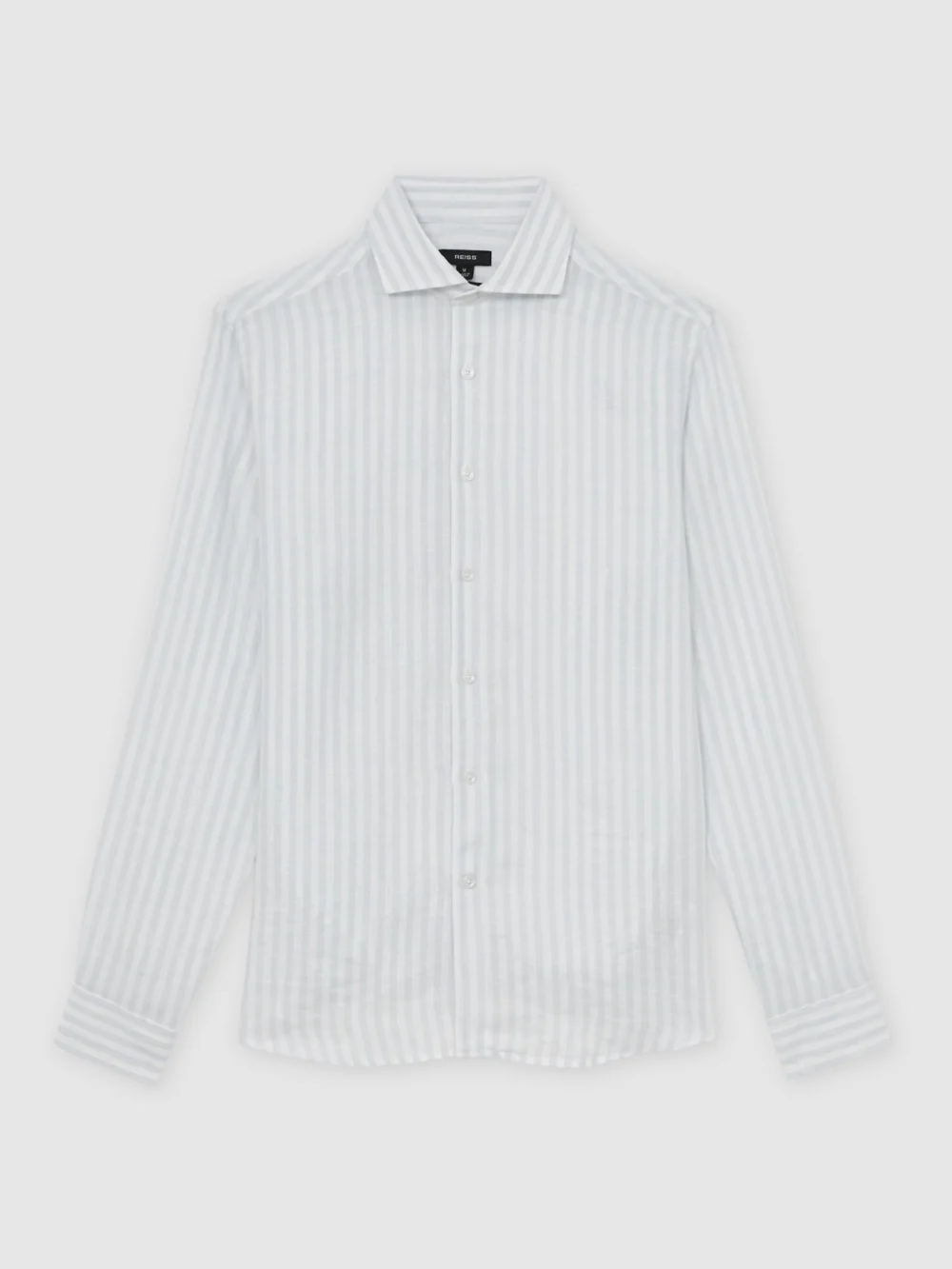 Reiss Pale Blue & White Stripe Linen Long-sleeve Shirt Regular-fit, view 2