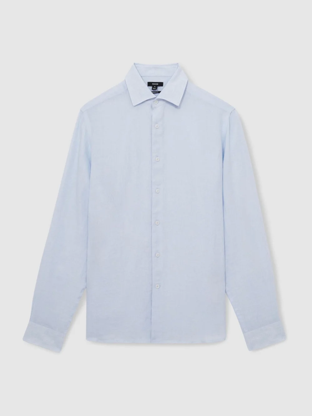 Reiss Pale Blue Linen Regular-fit Long-sleeve Shirt, view 2