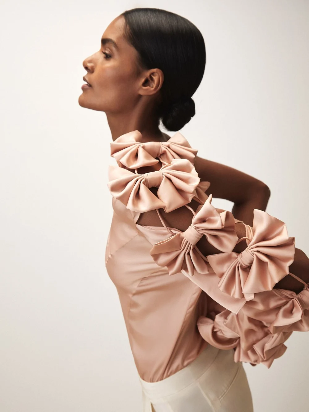 Reiss Pale Pink | Royal Ballet Bow-sleeve Top, view 3
