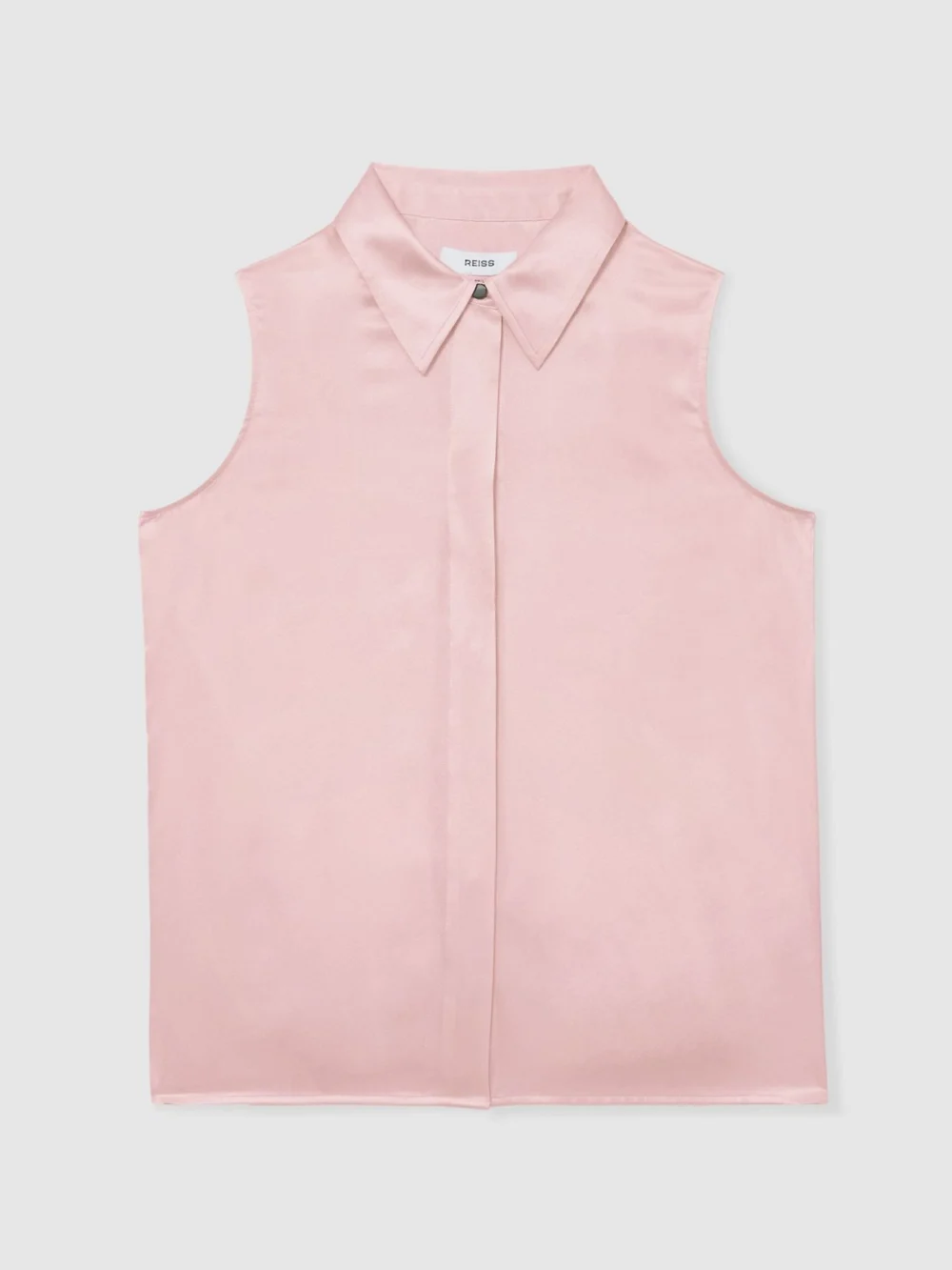 Reiss Pale Pink Silk Sleeveless Shirt, view 2