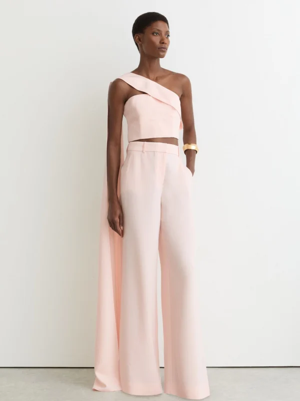 Reiss Pale Pink Wide-leg Tailored Trousers
