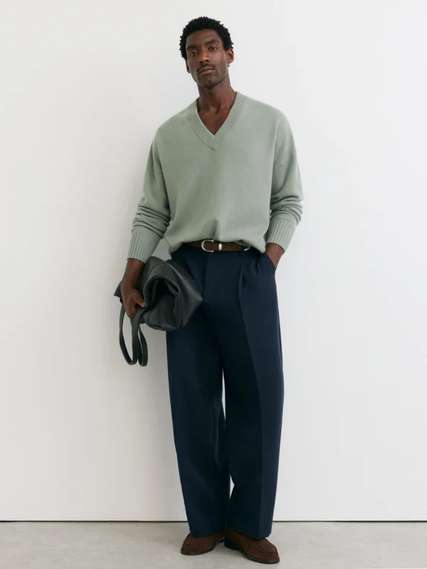 Reiss Pale Sage Green Wool-cashmere V-neck Jumper