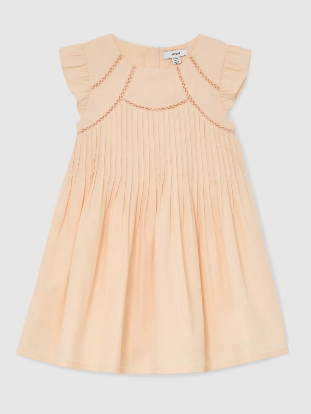 Reiss Peach 9-13 yrs Cotton Embroidered Pintuck Dress, view 6