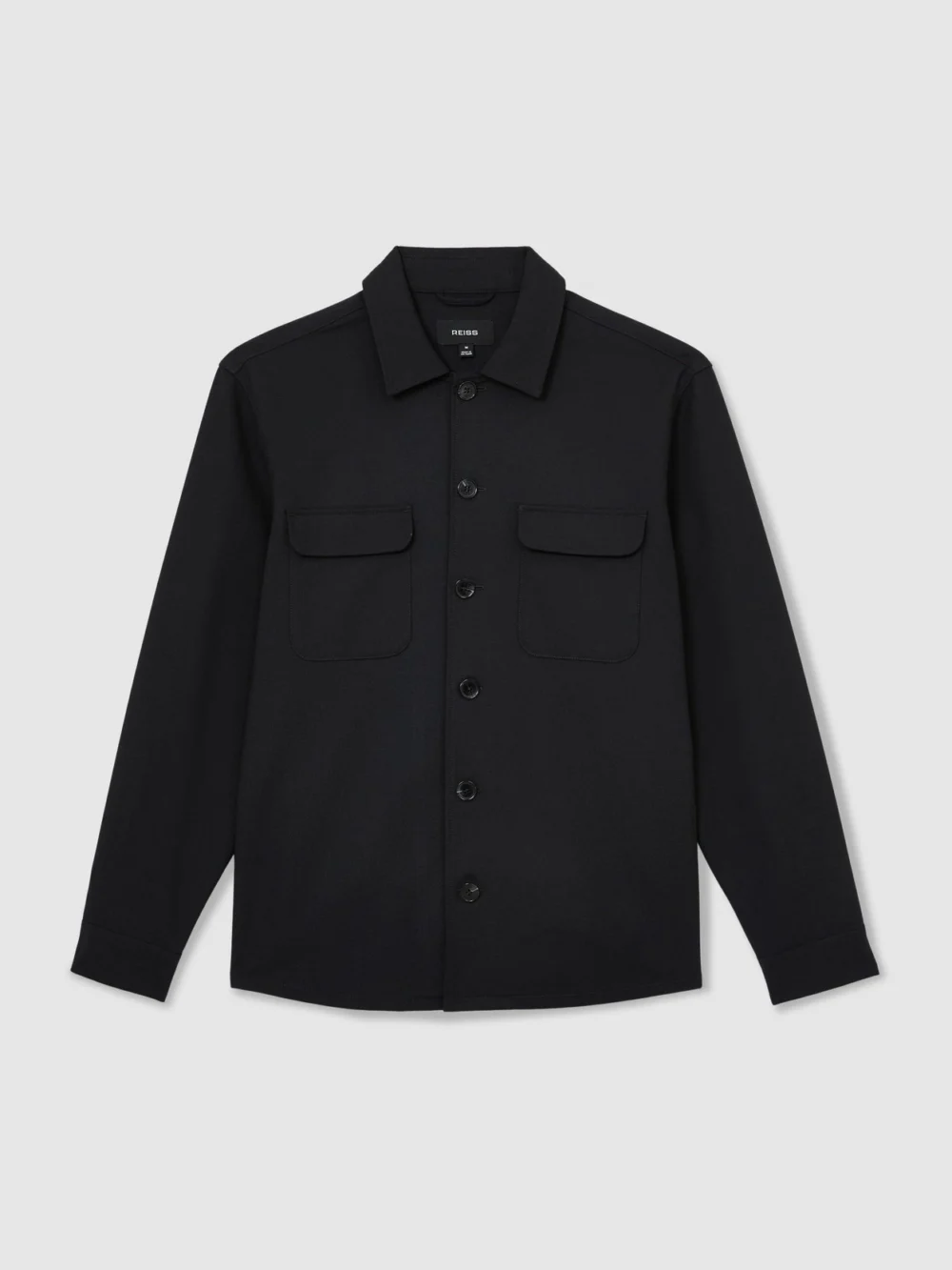 Reiss Peshi Men's Navy Twin-pocket Button-through Overshirt, view 2