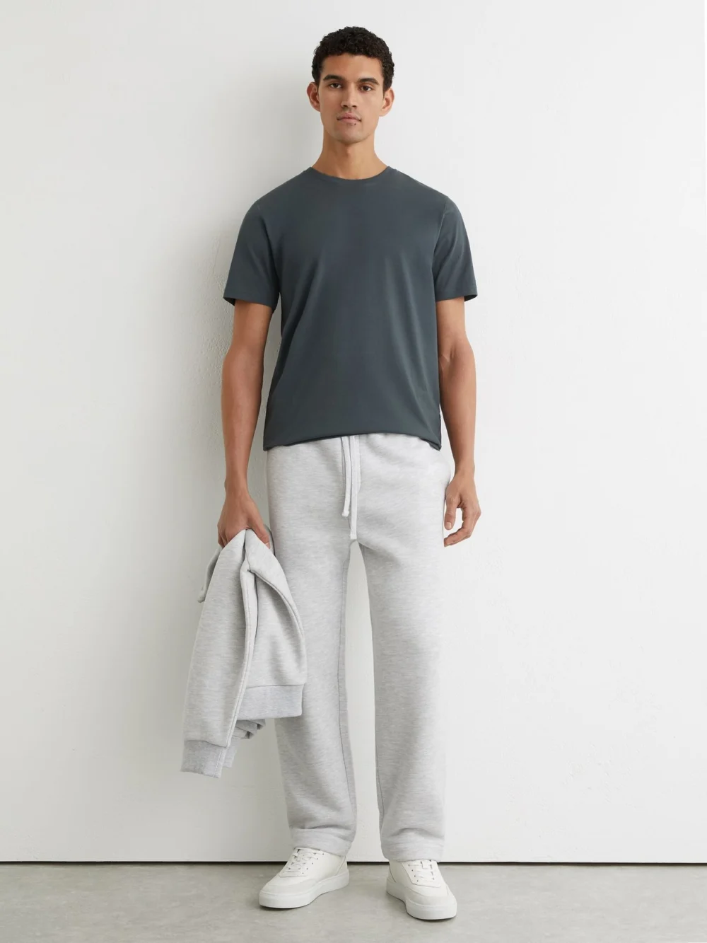 Reiss Petrol Blue Marl Cotton-blend Tailored-fit T-shirt, view 3