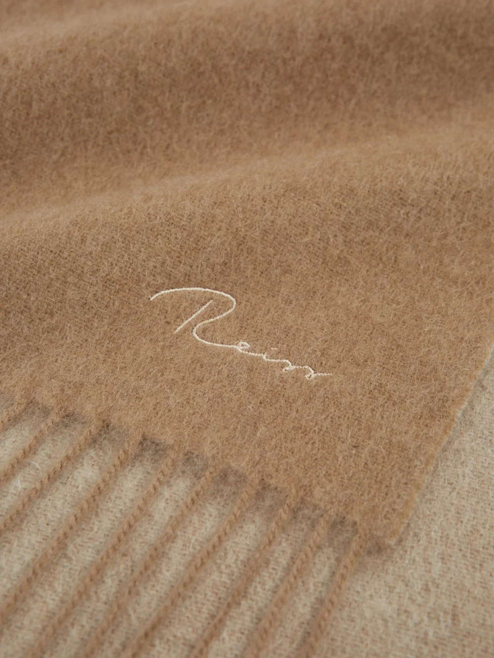 Reiss Picton Beige Cashmere Blend Scarf Wool Plain, view 3