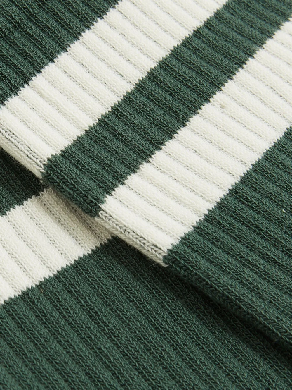 Reiss Pine Green & Ecru Cotton-blend Double-stripe Socks, view 3