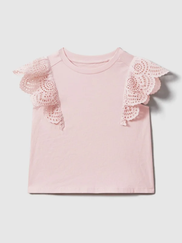 Reiss Pink 13-14 yrs Cotton Broderie Top,