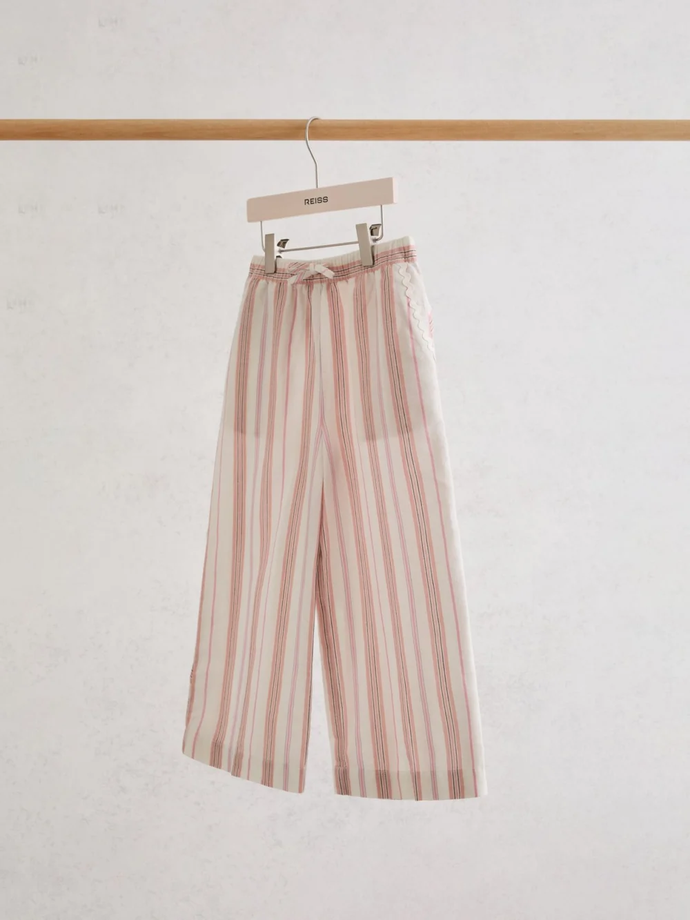 Reiss Pink 13-14 yrs Cotton-linen Striped Trousers,, view 2