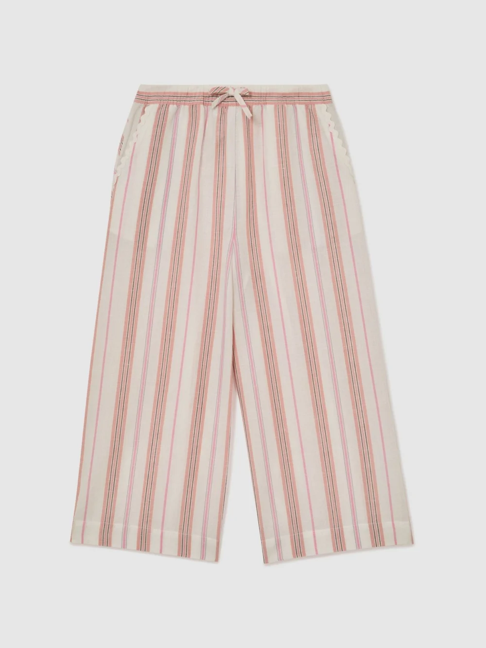 Reiss Pink 13-14 yrs Cotton-linen Striped Trousers,, view 3
