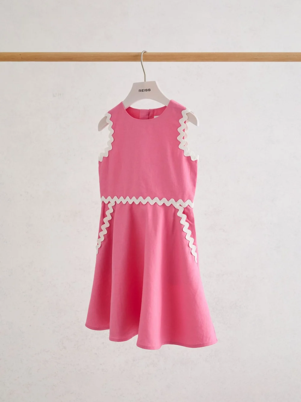 Reiss Pink 13-14 yrs Linen-blend Ric-rac Trim Dress, Years,, view 2