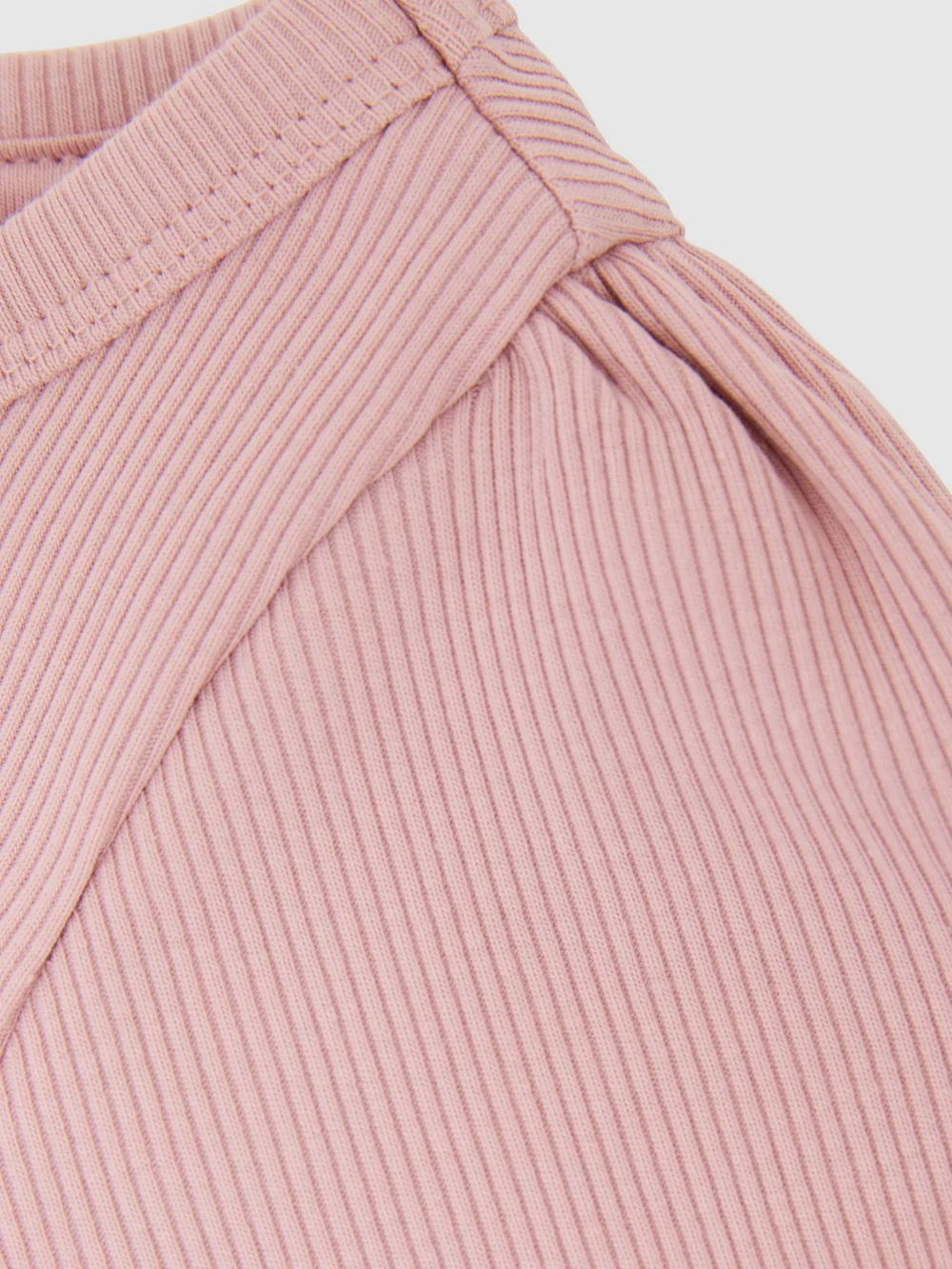 Reiss Pink 13-14 yrs Stretch-cotton Ribbed Puff-sleeve Top,, view 4