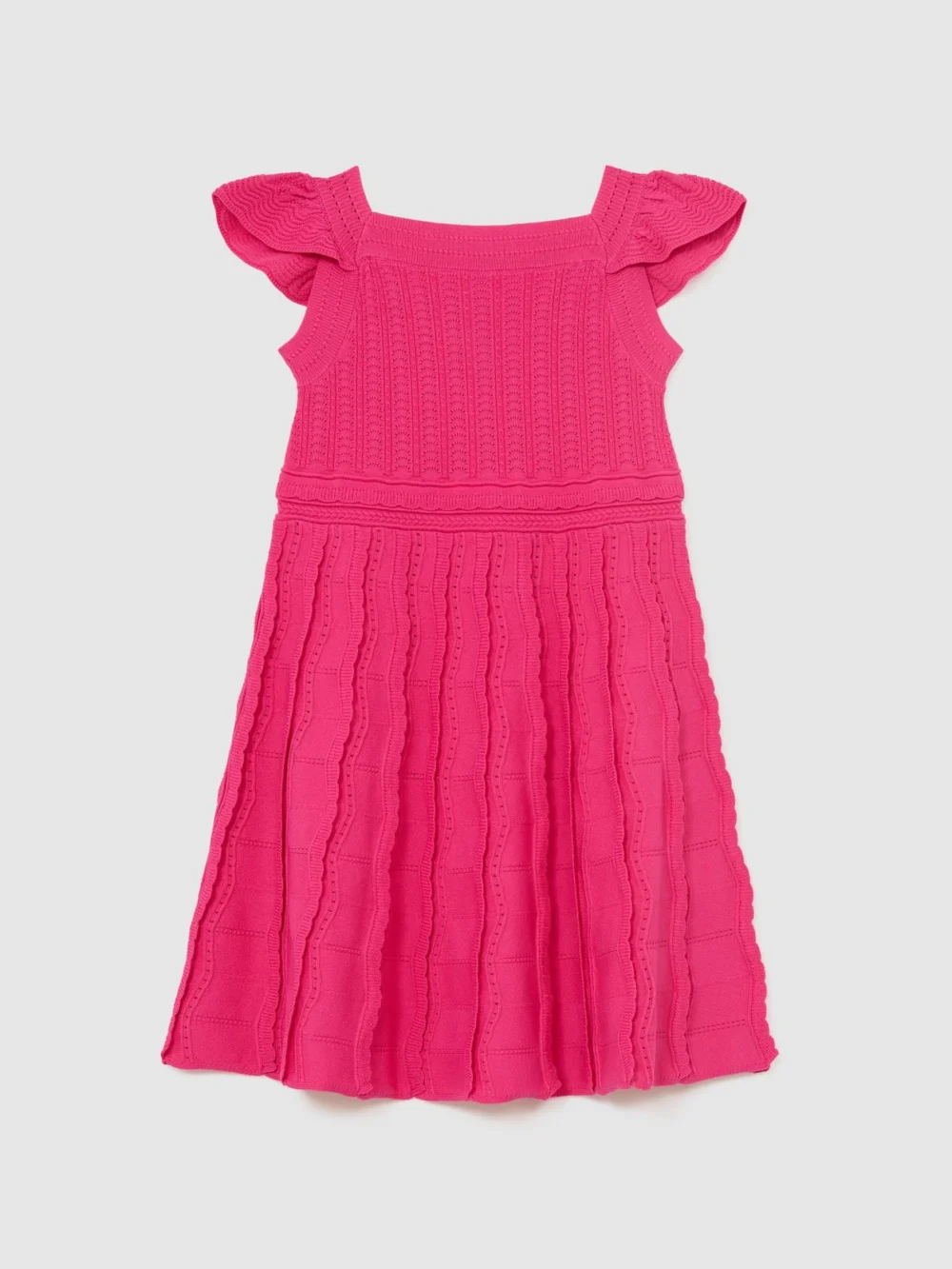 Reiss Pink 13-14 yrs Textured-knit Cap-sleeve Dress,, view 3