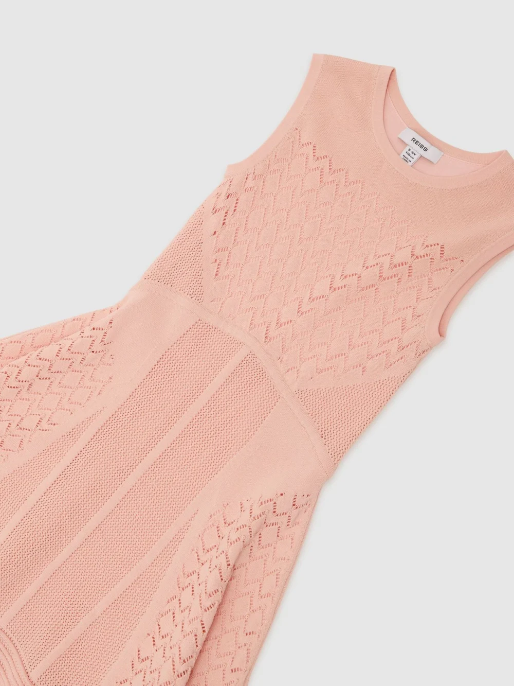 Reiss Pink 3-9 yrs Pointelle-knit Flippy Dress, view 3