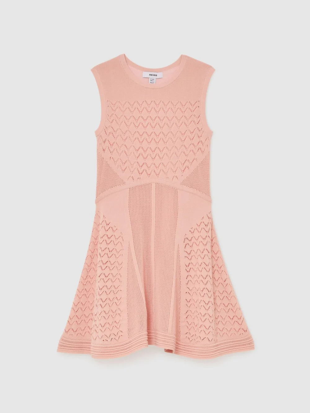 Reiss Pink 3-9 yrs Pointelle-knit Flippy Dress, view 6