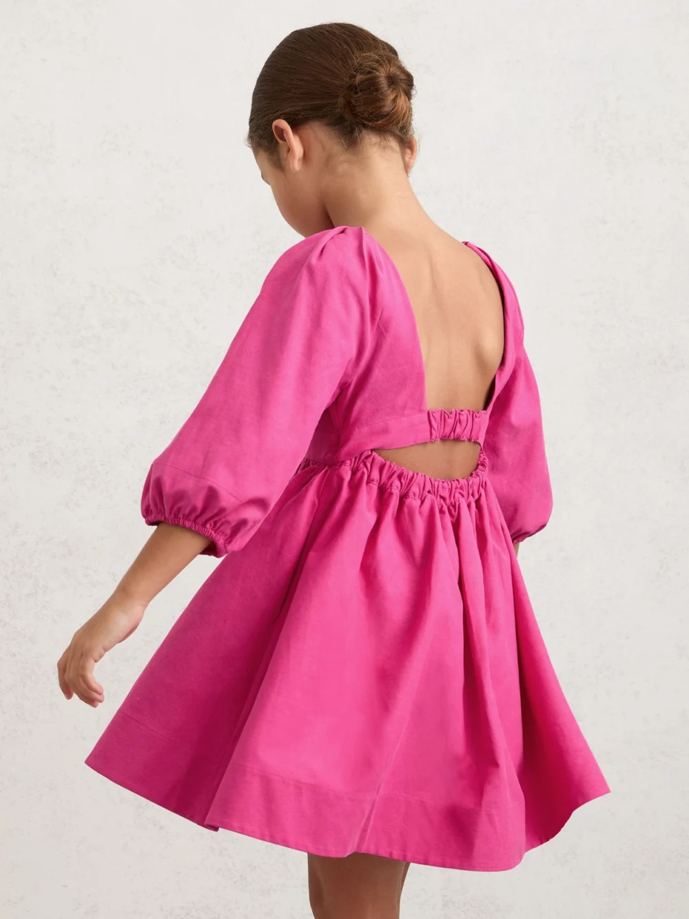 Reiss Pink 9-13 yrs Puff-sleeve Cut-out Back Dress