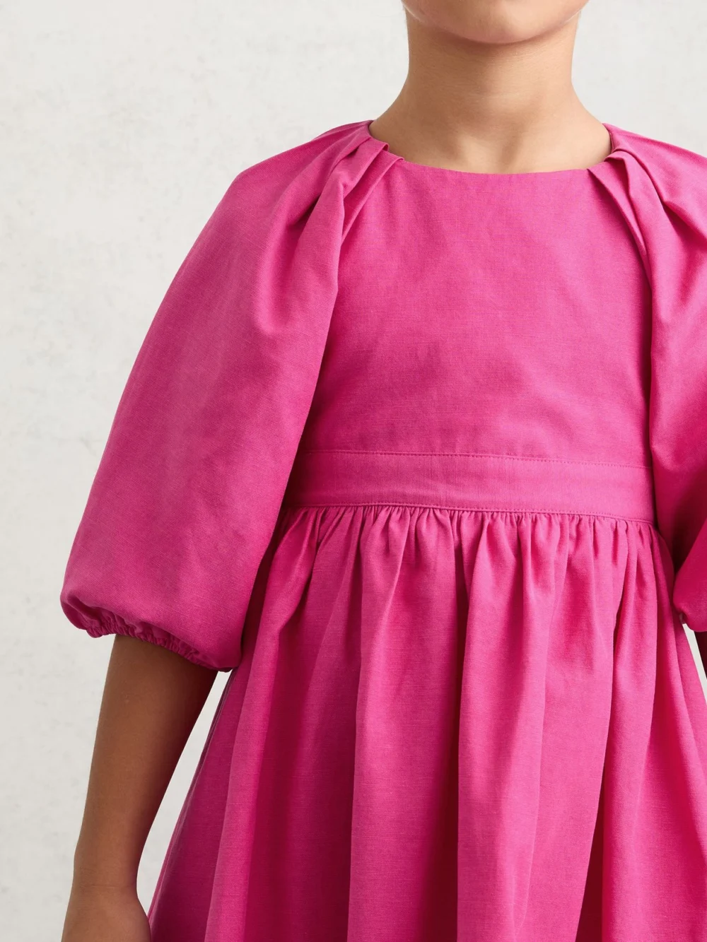 Reiss Pink 9-13 yrs Puff-sleeve Cut-out Back Dress, view 4