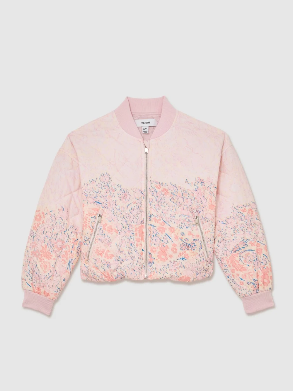 Reiss Pink 9-13 yrs Quilted Floral Bomber Jacket, view 5