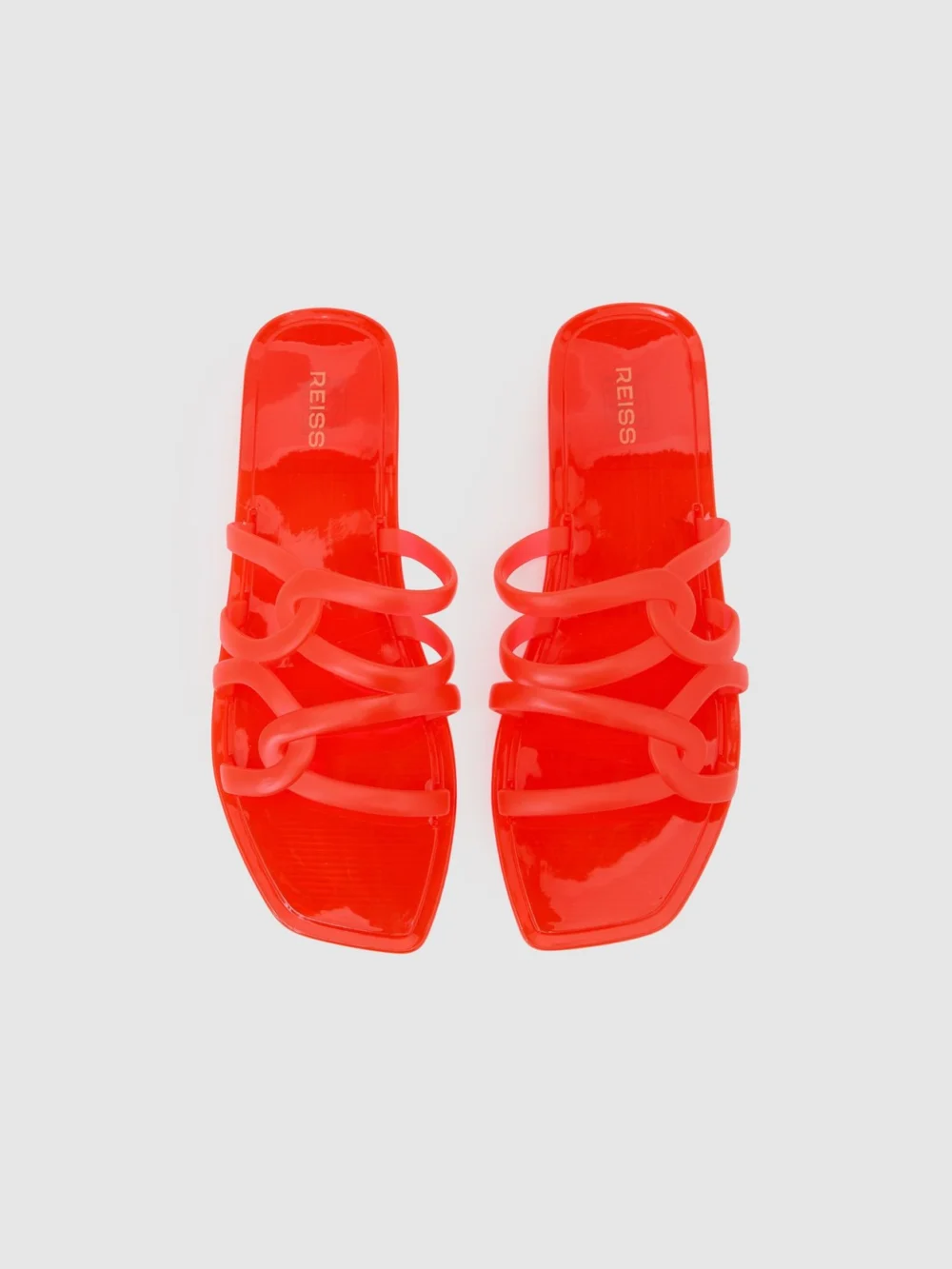 Reiss Pink Interlocking Jelly Slide Sandals, view 3