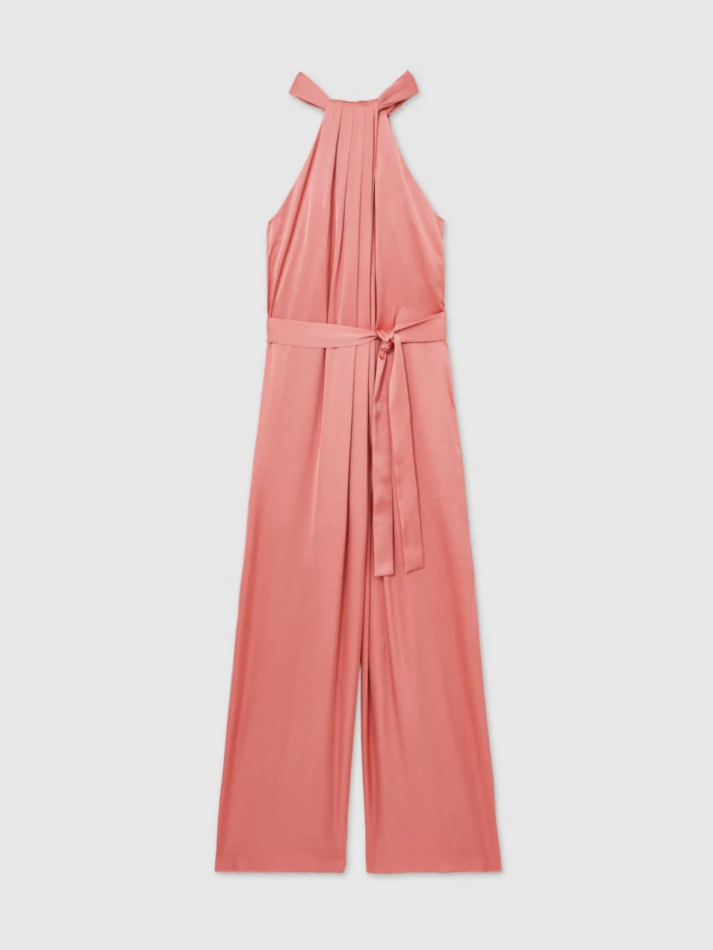 Reiss Pink Petite Satin Wide-leg Draped Jumpsuit, view 2