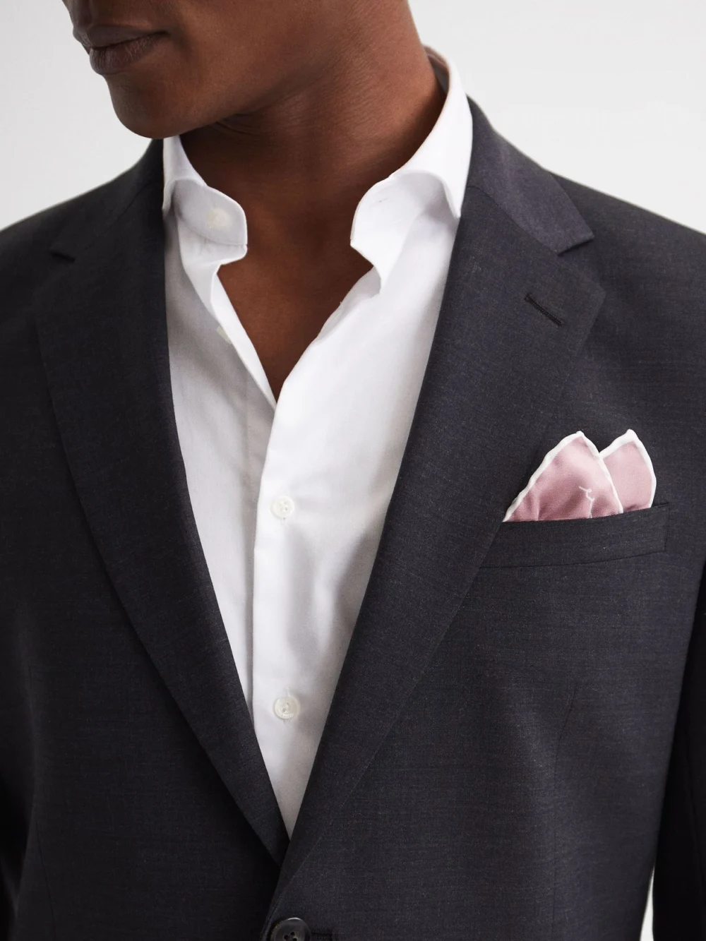 Reiss Pink Plain Silk Pocket Square, view 3