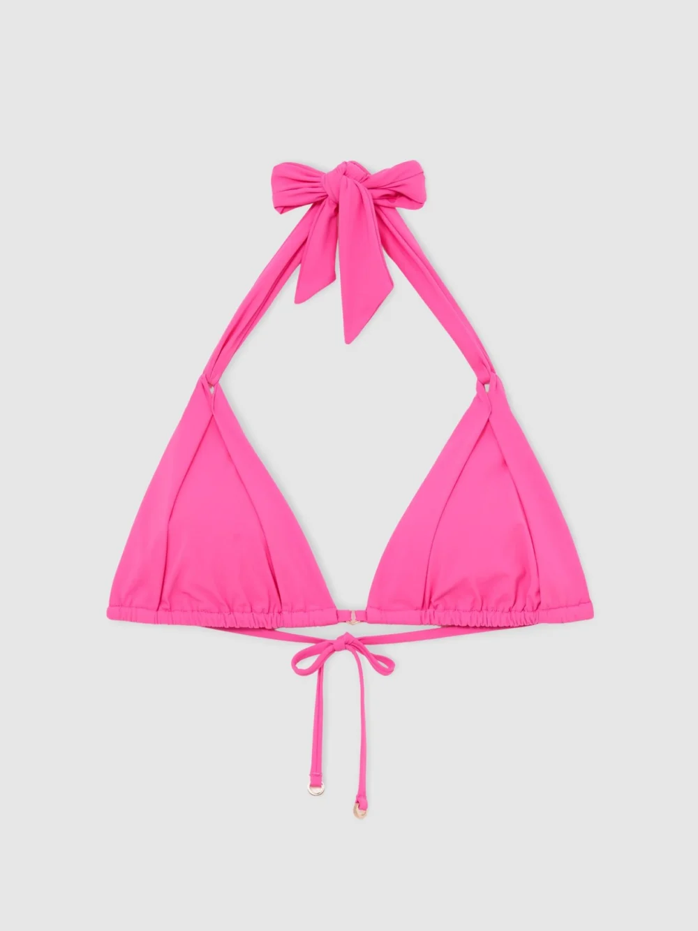 Reiss Pink Pleat-detail Triangle Bikini Top, view 2