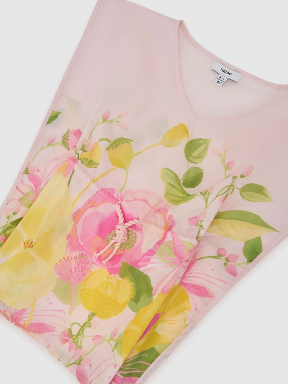 Reiss Pink Print 9-13 yrs Cotton Floral-print Kaftan,, view 3