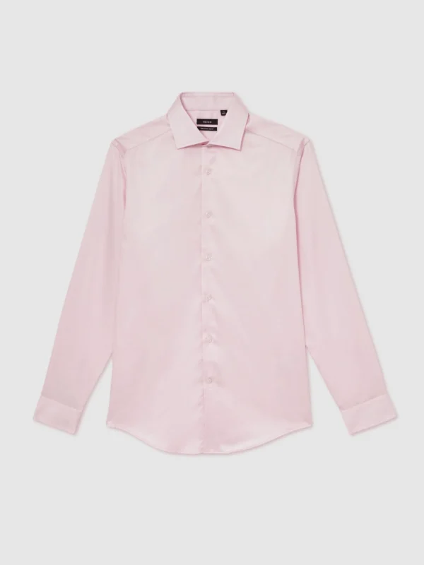 Reiss Pink Remote Fit Cotton-satin Cutaway-collar Shirt