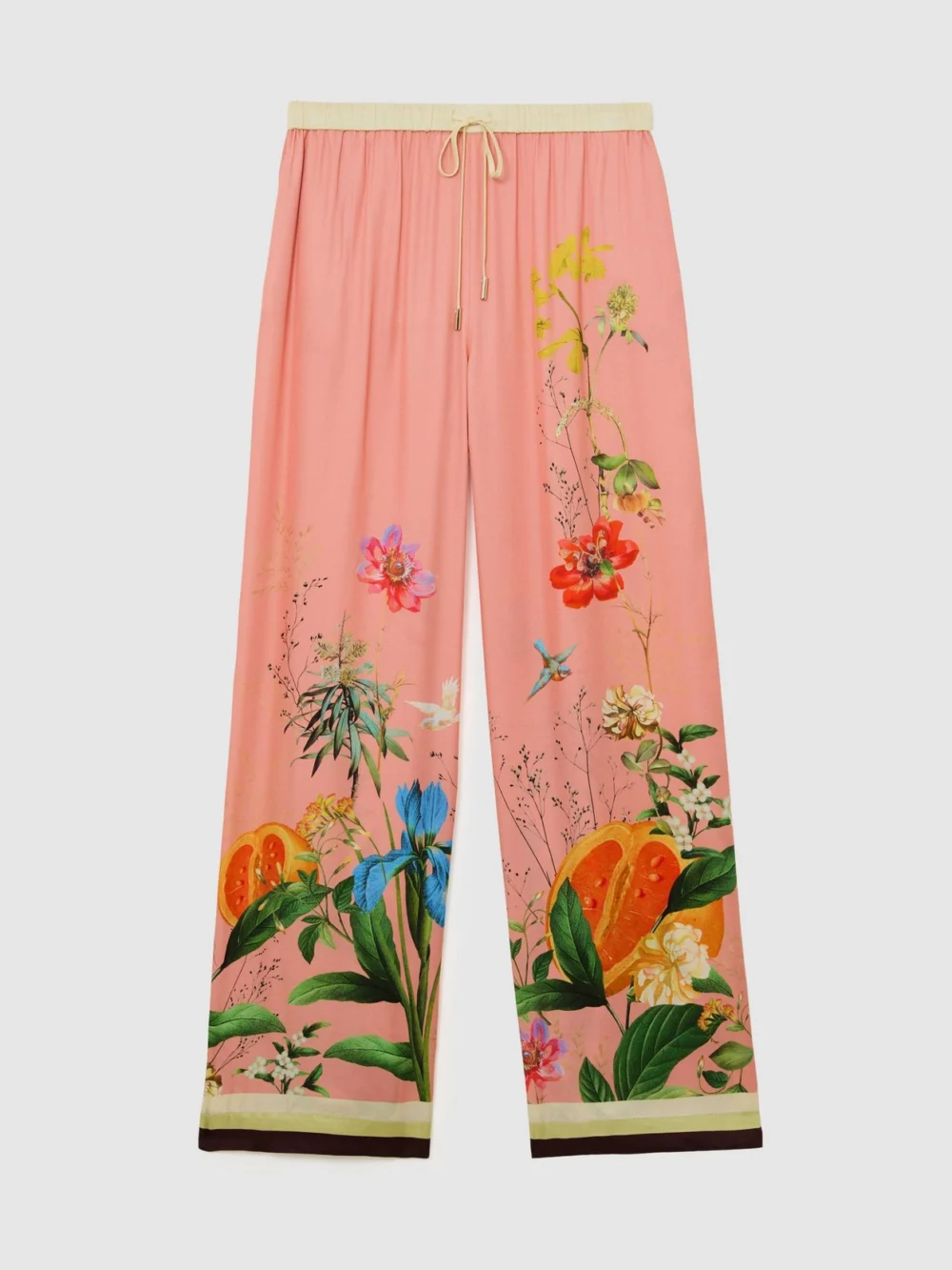 Reiss Pink Tropical Scarf-print Wide-leg Trousers, view 2