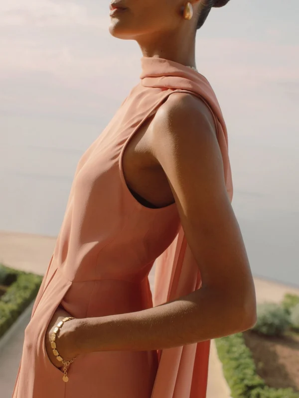 Reiss Pink Wide-leg Cape Jumpsuit