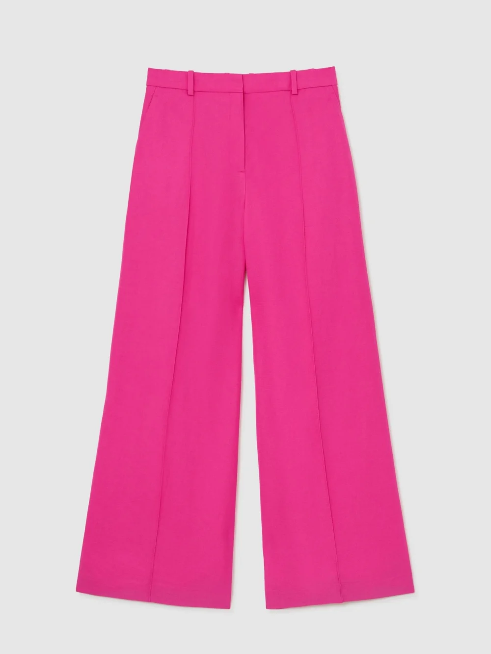 Reiss Pink Wide-leg Pintuck Trousers with Linen, view 2