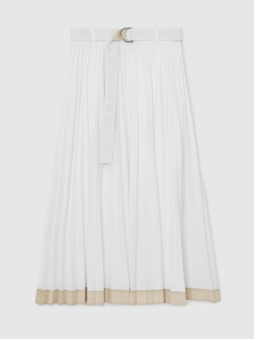 Reiss Pleated Belted Midi Skirt with Cotton, view 2