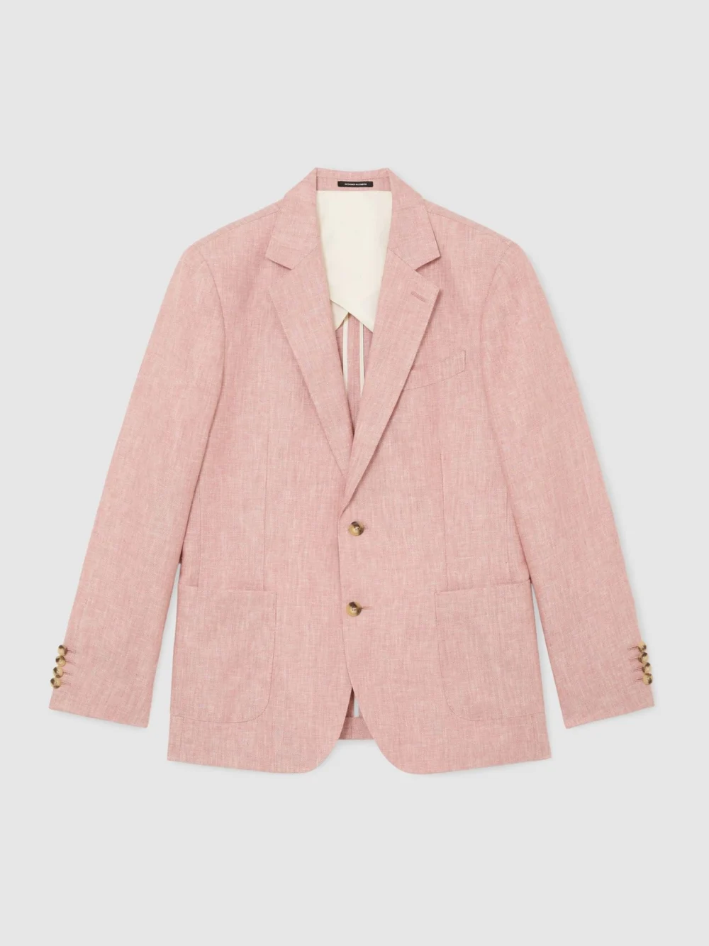 Reiss Plum Pink Tailored Fit Linen-twill Single-breasted Blazer Tailored-fit, view 2