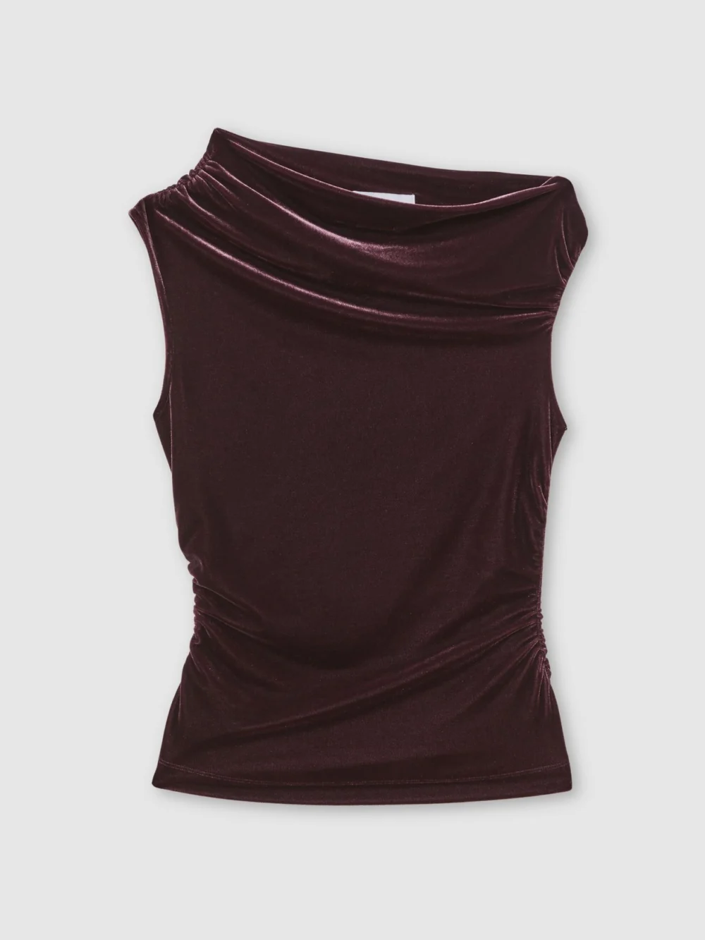 Reiss Plum Purple Velvet Off-shoulder Top, view 2