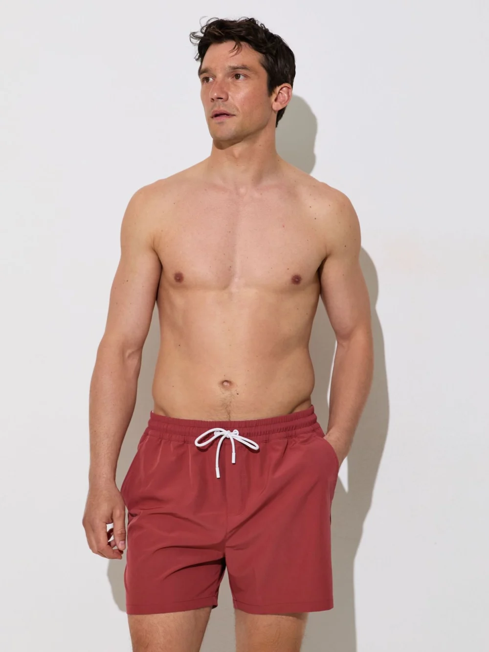 Reiss Pomegranate Red Drawstring Swim Shorts, view 4