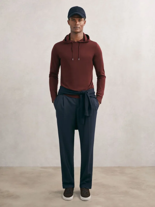 Reiss Port Red Wool Drawstring Hoodie