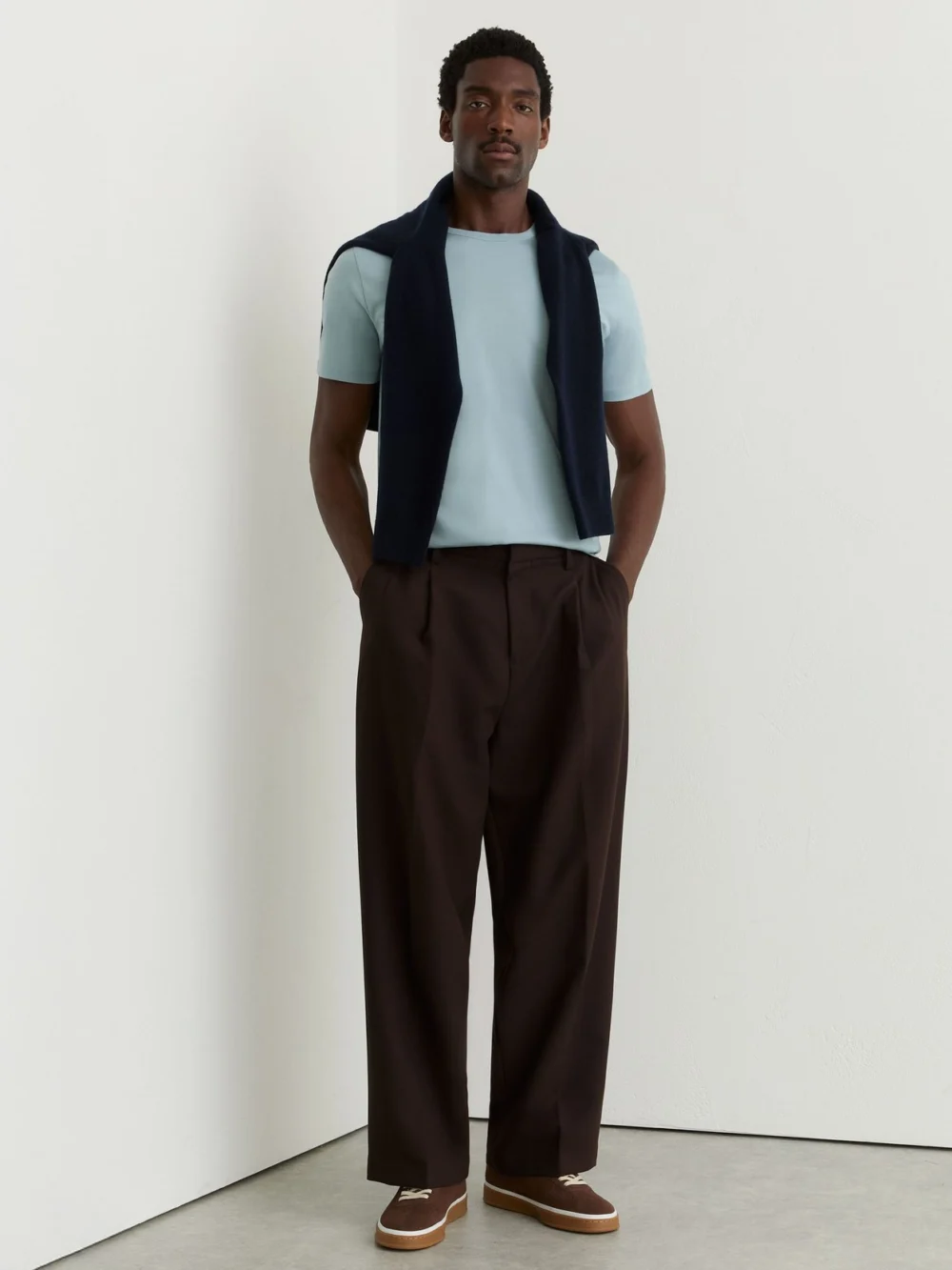 Reiss Powder Blue Air-water Cotton Tailored-fit T-shirt