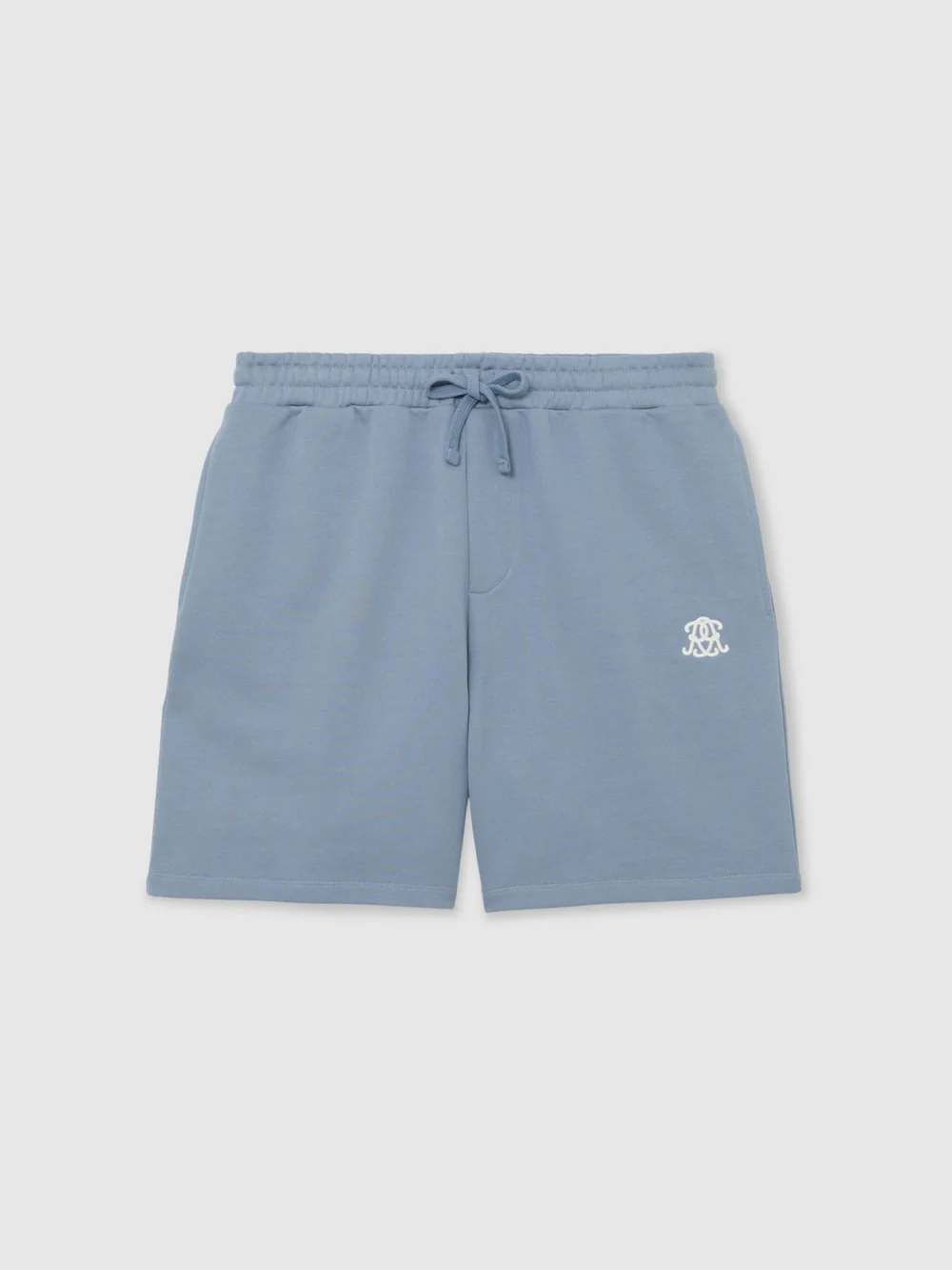 Reiss Powder Blue Monogram Embroidered Cotton Shorts, view 2