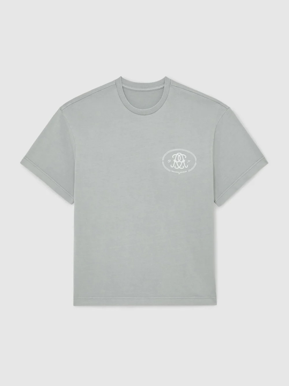 Reiss Powder Blue Monogram-print Pigment-dyed Relaxed T-shirt, view 2