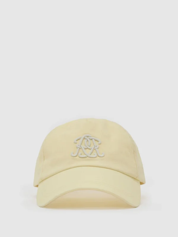 Reiss Powder Yellow Monogram-embroidered Baseball Cap,